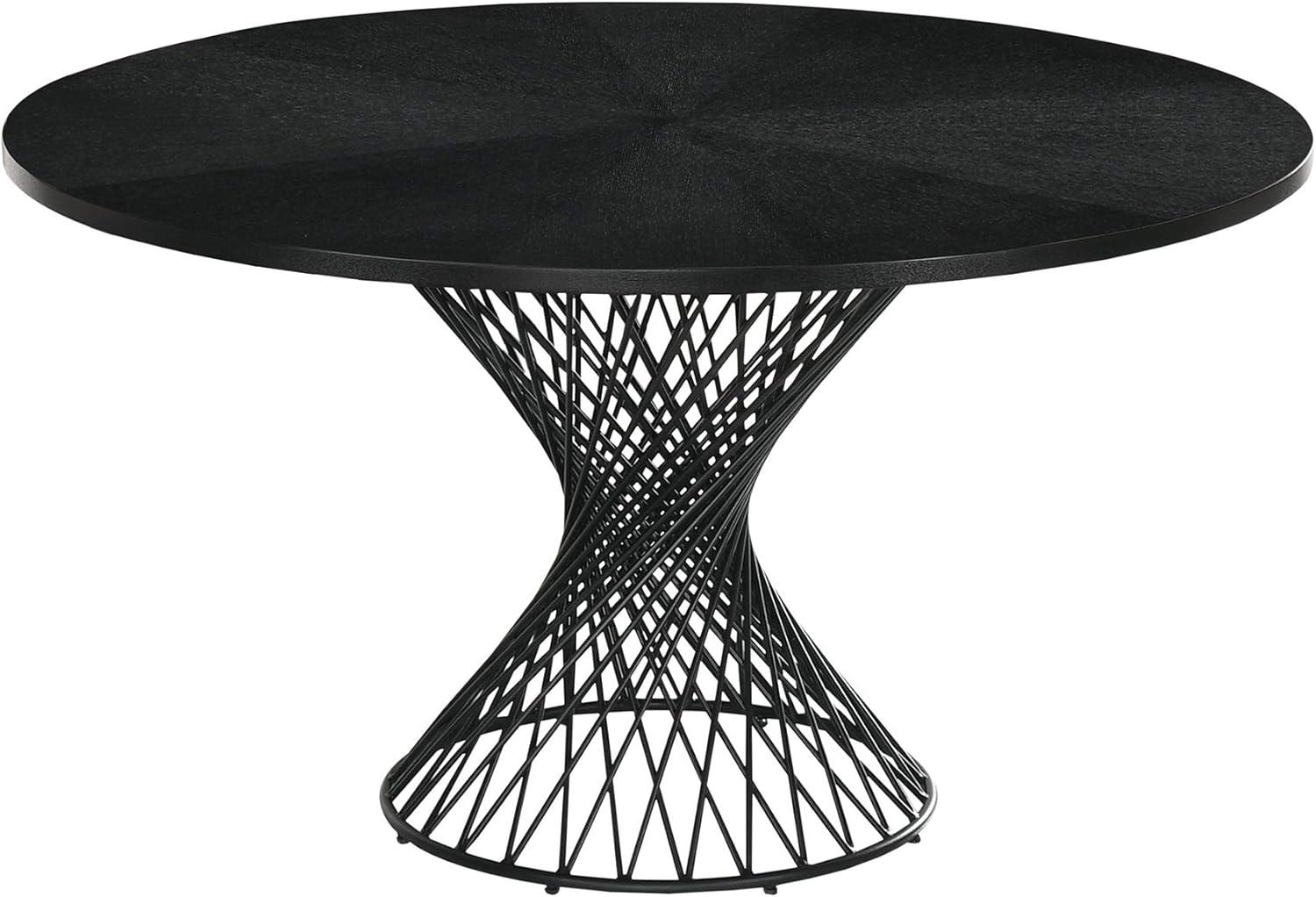 image:imageArmen Living Cirque Santana 5 Piece Black Wood Dining Table Set with Charcoal Fabric