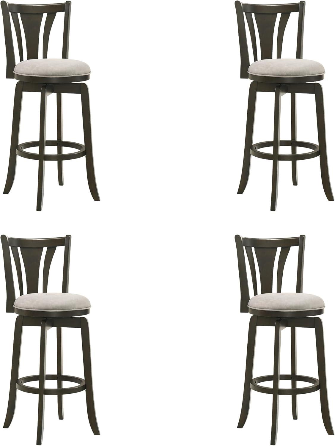 image:imageArmen Living Elle 26 in Dark Roast Counter Height Rubberwood Swivel Barstool with Grey Fabric Seat Set of 4