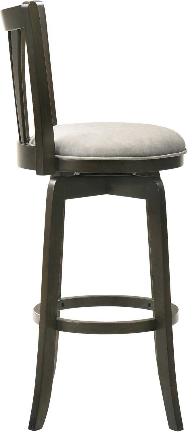 image:imageArmen Living Elle 26 in Dark Roast Counter Height Rubberwood Swivel Barstool with Grey Fabric Seat Set of 4