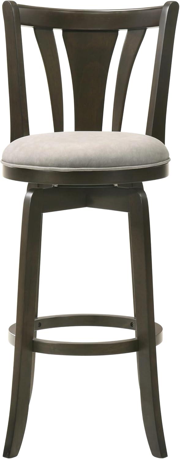 image:imageArmen Living Elle 26 in Dark Roast Counter Height Rubberwood Swivel Barstool with Grey Fabric Seat Set of 4