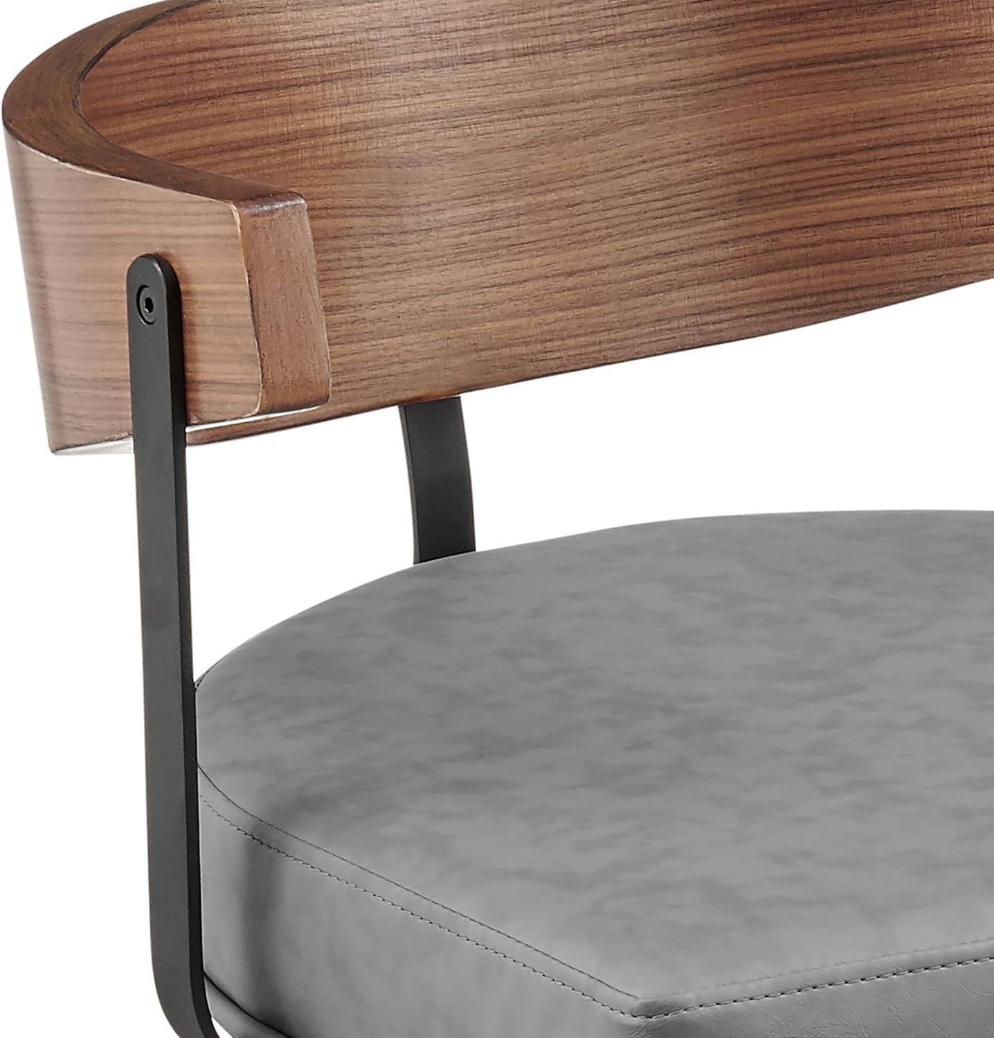 image:imageArmen living Lacey 30 Swivel Bar Stool in Black Iron with Black Walnut Finish and Vintage Black Faux LeatherVintage GrayBrown