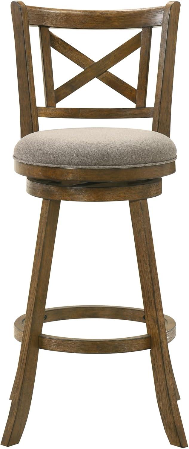 image:imageKodi Modern Farmhouse Swivel Wood Counter Height Kitchen Bar Stool in Sepia Brown Finish with Light Scone Fabric Upholstered Seat Set of 4GraySepia Brown