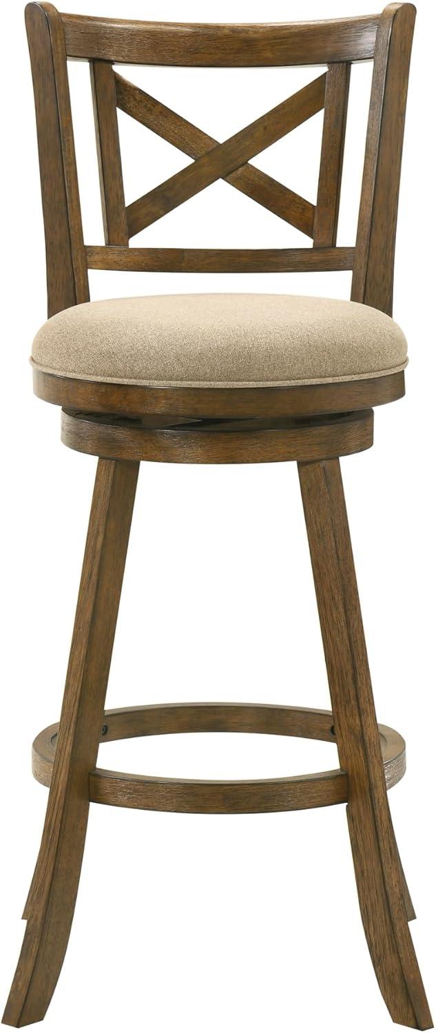 image:imageKodi Modern Farmhouse Swivel Wood Counter Height Kitchen Bar Stool in Sepia Brown Finish with Light Scone Fabric Upholstered Seat Set of 4Light SconeSepia Brown