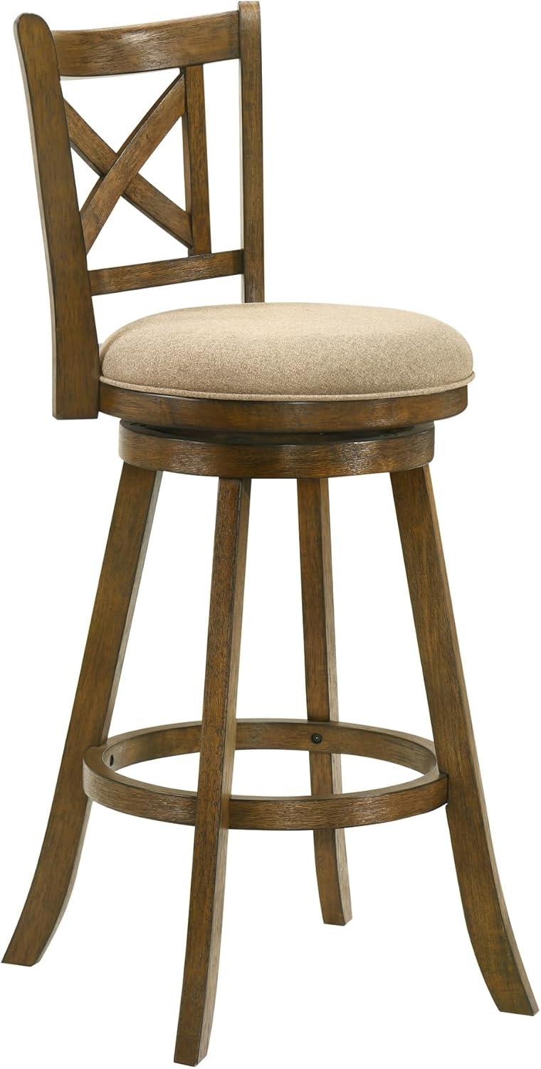 image:imageKodi Modern Farmhouse Swivel Wood Counter Height Kitchen Bar Stool in Sepia Brown Finish with Light Scone Fabric Upholstered Seat Set of 4Light SconeSepia Brown