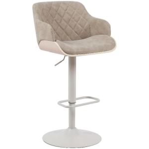 Armen Living Toby Faux Leather Swivel Barstool, Adjustable, Gray and Black(Taupe/Ivory)