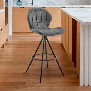 Catalina 26″ Counter Height Bar Stool in Charcoal Fabric and Black Finish-Set of 4