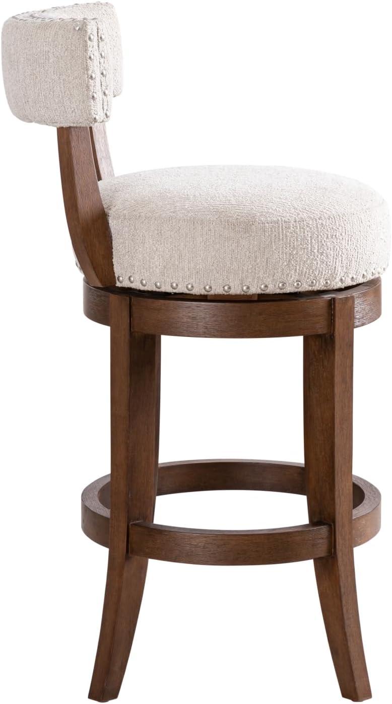 image:imageArmen Living Mystic Brown Solid Wood Upholstered 26 Counter Height Swivel Barstool with Ancient Stone Fabric Seat Set of 2