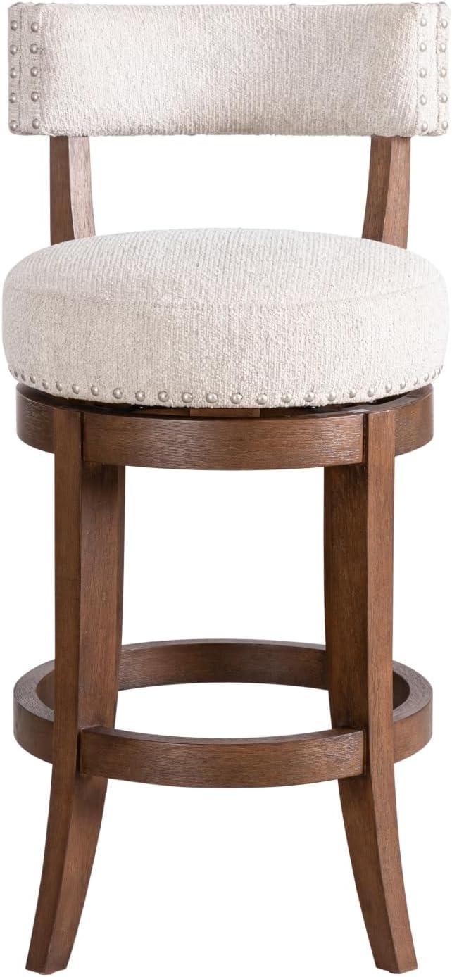 image:imageArmen Living Mystic Brown Solid Wood Upholstered 26 Counter Height Swivel Barstool with Ancient Stone Fabric Seat Set of 3