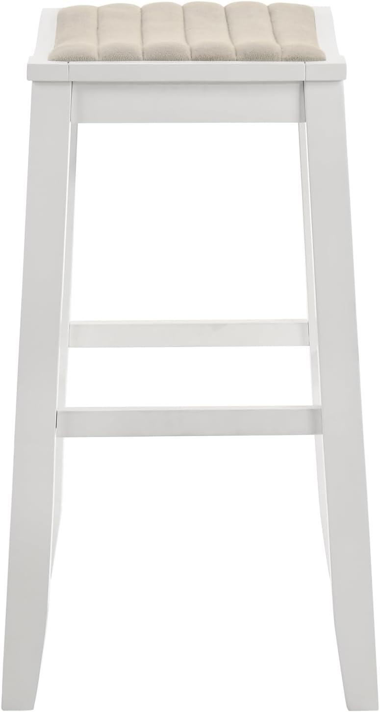 image:imageIyani Coastal Modern Wood Counter Height Kitchen Bar Stool in White Finish with Dune Cloud Fabric Upholstered Seat Set of 4TaupeWhite