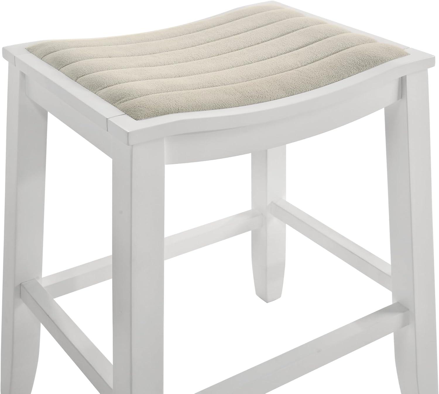 image:imageIyani Coastal Modern Wood Counter Height Kitchen Bar Stool in White Finish with Dune Cloud Fabric Upholstered Seat Set of 4TaupeWhite
