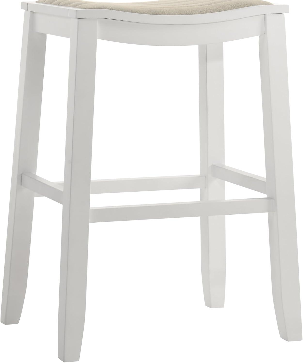 image:imageIyani Coastal Modern Wood Counter Height Kitchen Bar Stool in White Finish with Dune Cloud Fabric Upholstered Seat Set of 4TaupeWhite