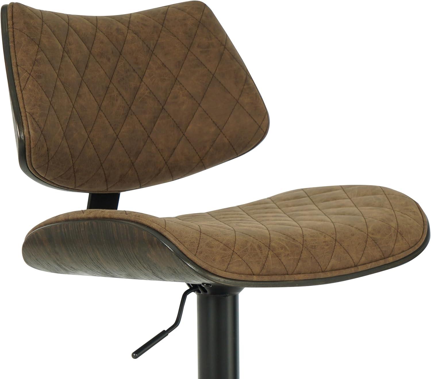 image:imageLeland Adjustable Swivel Vintage Taupe Curved Back Wood Bar Stool with Faux Leather Seat Set of 4Vintage Dark BrownEspresso
