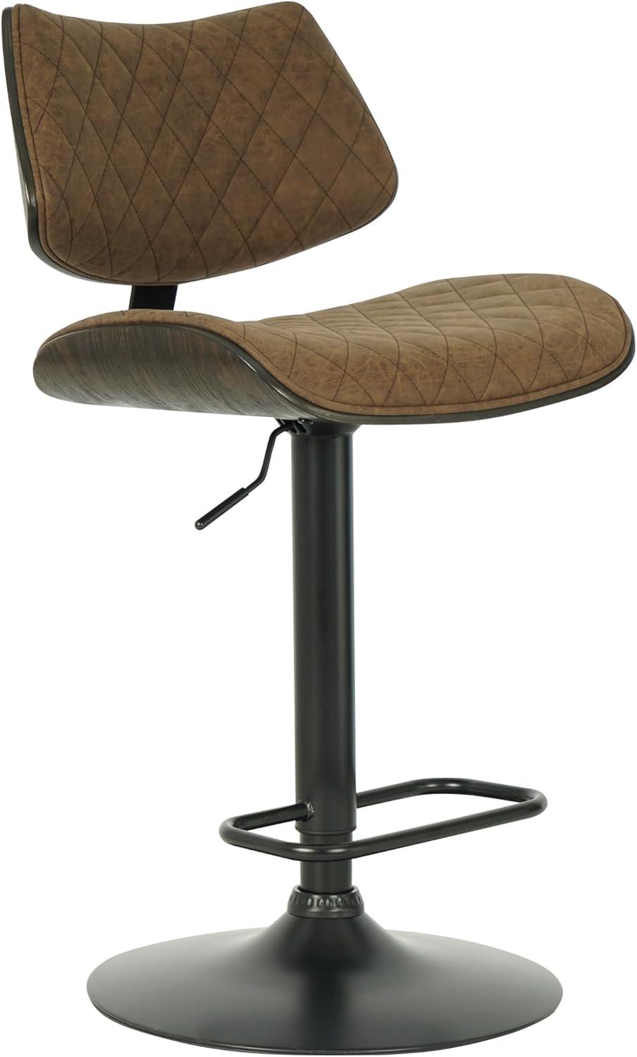 image:imageLeland Adjustable Swivel Vintage Taupe Curved Back Wood Bar Stool with Faux Leather Seat Set of 4Vintage Dark BrownEspresso