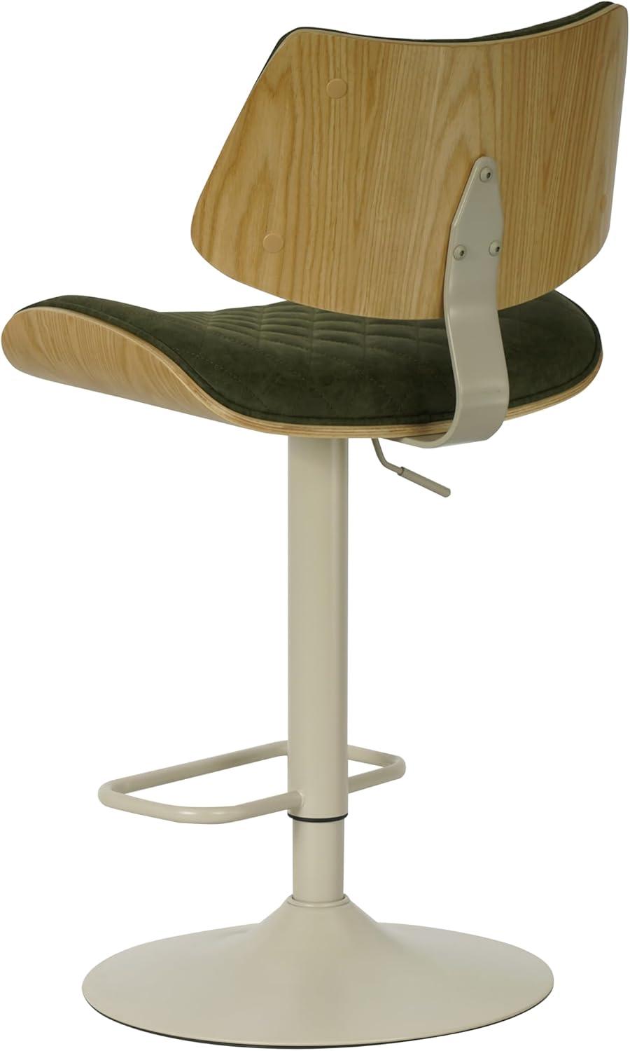 image:imageLeland Adjustable Swivel Vintage Taupe Curved Back Wood Bar Stool with Faux Leather Seat Set of 4Vintage GreenOak