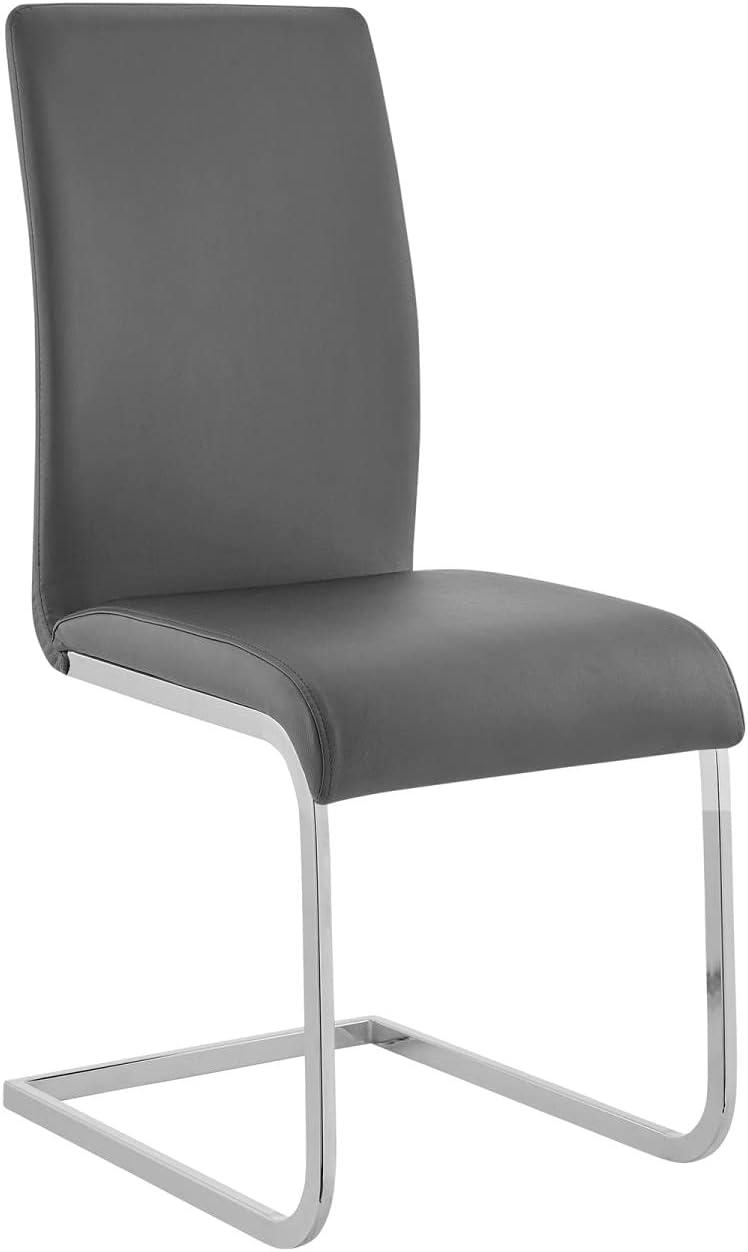 image:imageArmen Living Amanda Dining Grey faux leather with Chrome finish Kitchen amp Dining Chair Set of 2 HeightGrey