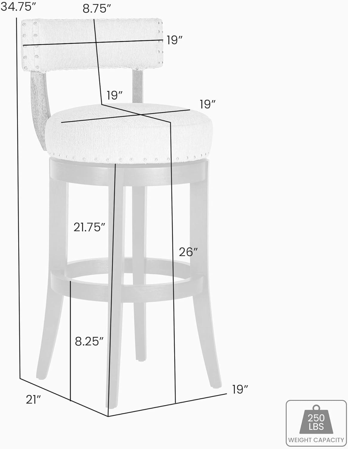 image:imageArmen Living Mystic Brown Solid Wood Upholstered 26 Counter Height Swivel Barstool with Ancient Stone Fabric Seat Set of 4