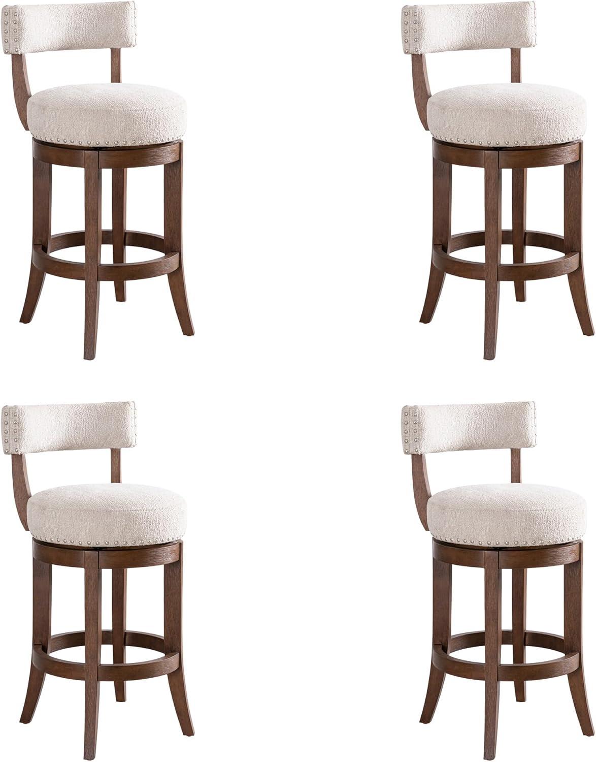 image:imageArmen Living Mystic Brown Solid Wood Upholstered 26 Counter Height Swivel Barstool with Ancient Stone Fabric Seat Set of 4