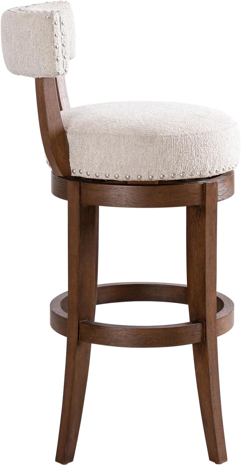 image:imageArmen Living Mystic Brown Solid Wood Upholstered 30 Bar Height Swivel Barstool with Ancient Stone Fabric Seat Set of 3