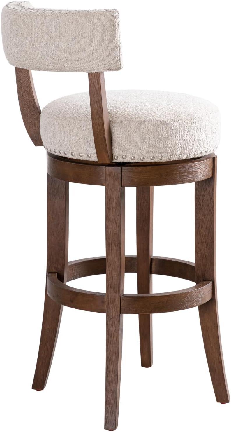 image:imageArmen Living Mystic Brown Solid Wood Upholstered 30 Bar Height Swivel Barstool with Ancient Stone Fabric Seat Set of 3