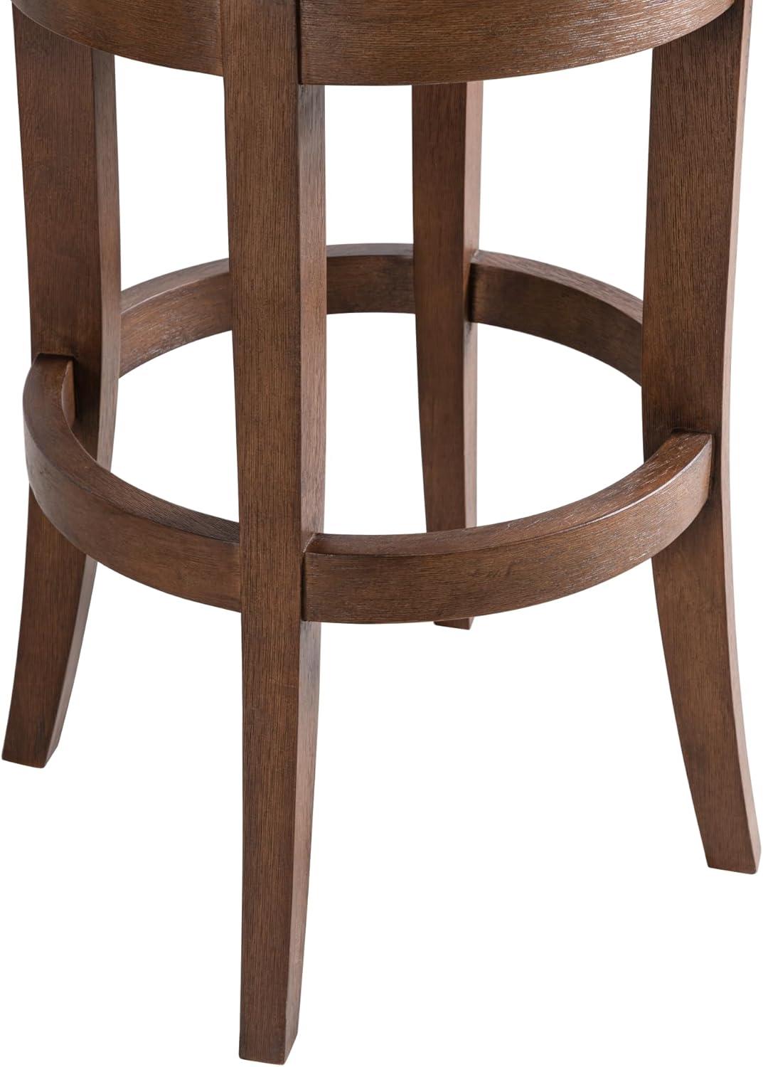 image:imageArmen Living Mystic Brown Solid Wood Upholstered 30 Bar Height Swivel Barstool with Ancient Stone Fabric Seat Set of 4