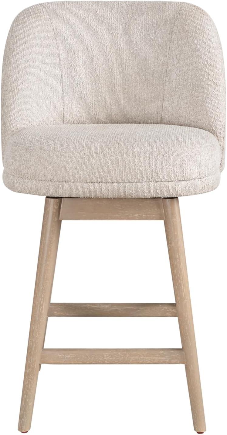 image:imageArmen Living Sadie Solid Wood Upholstered 26 Counter Height Swivel Barstool with Ancient Stone Fabric Seat Set of 4