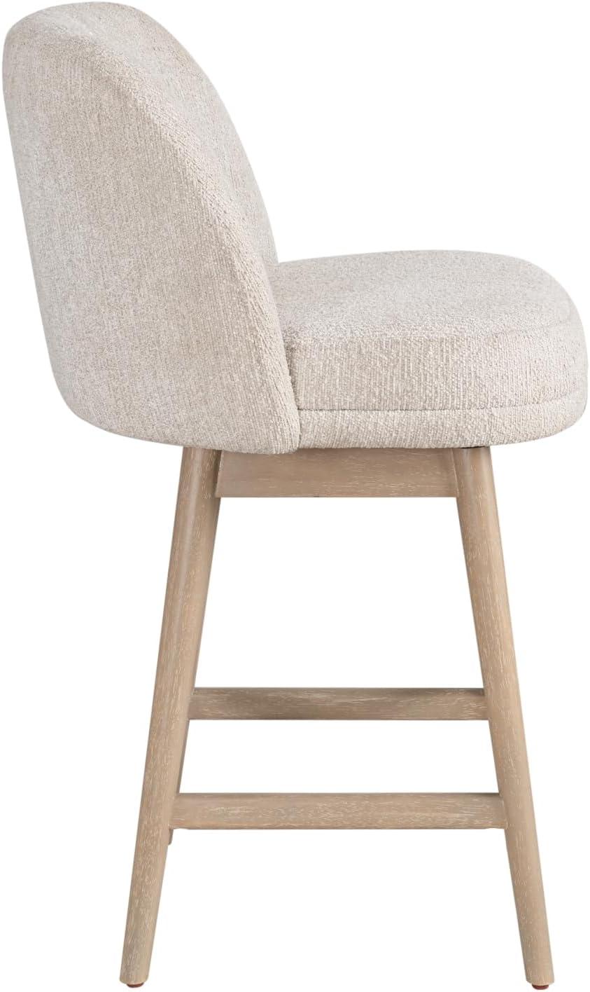 image:imageArmen Living Sadie Solid Wood Upholstered 26 Counter Height Swivel Barstool with Ancient Stone Fabric Seat Set of 4