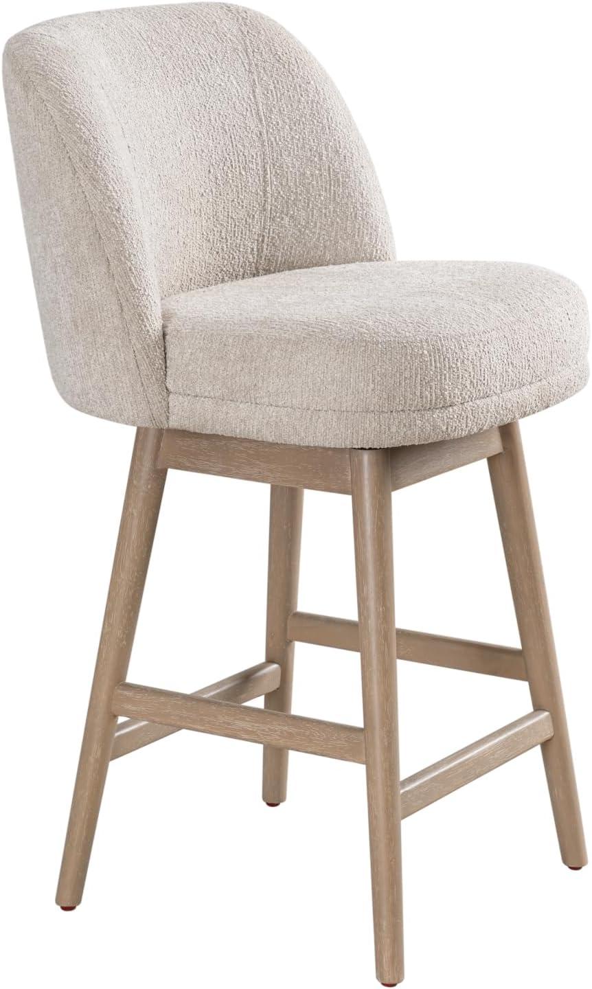 image:imageArmen Living Sadie Solid Wood Upholstered 26 Counter Height Swivel Barstool with Ancient Stone Fabric Seat Set of 4