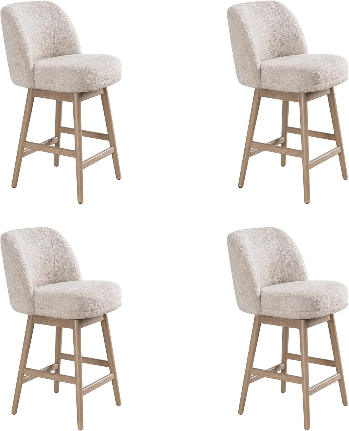 image:imageArmen Living Sadie Solid Wood Upholstered 26 Counter Height Swivel Barstool with Ancient Stone Fabric Seat Set of 4