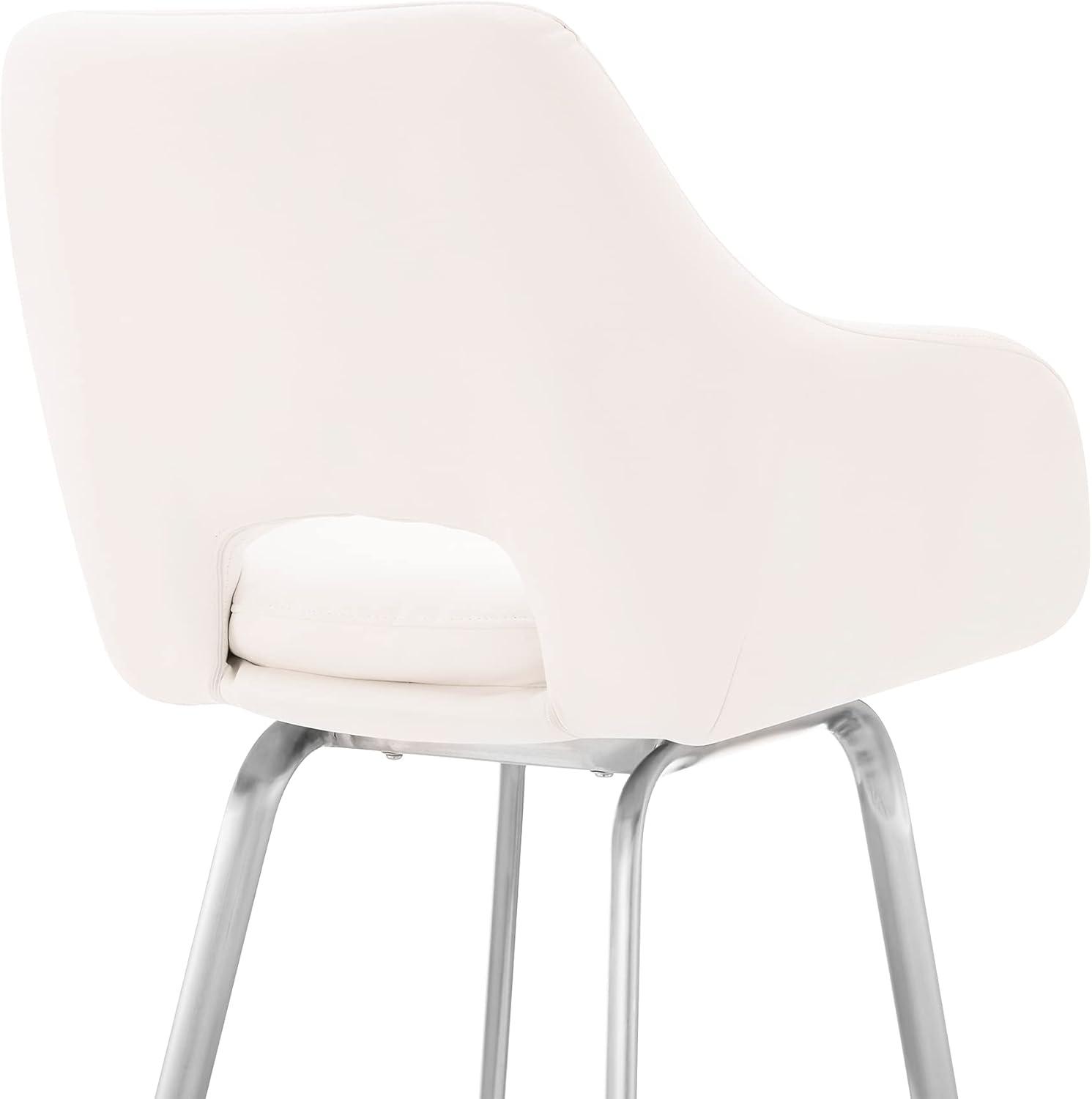 image:imageAura Gray Faux Leather and Brushed Stainless Steel Swivel 30 Bar StoolSet of 2White