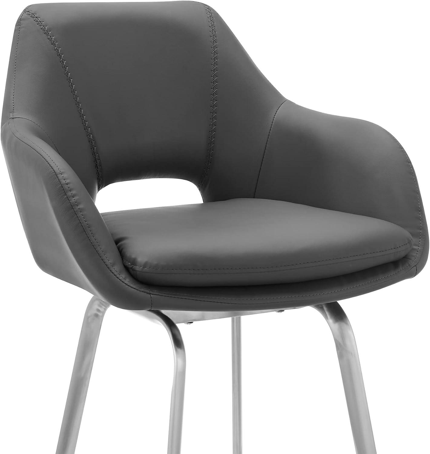 image:imageAura Gray Faux Leather and Brushed Stainless Steel Swivel 30 Bar StoolSet of 3