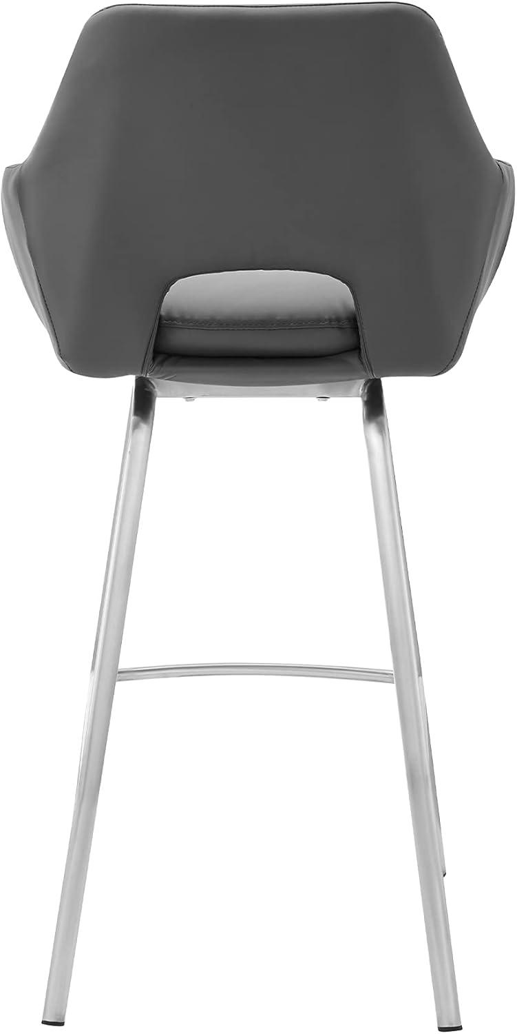 image:imageAura Gray Faux Leather and Brushed Stainless Steel Swivel 30 Bar StoolSet of 4