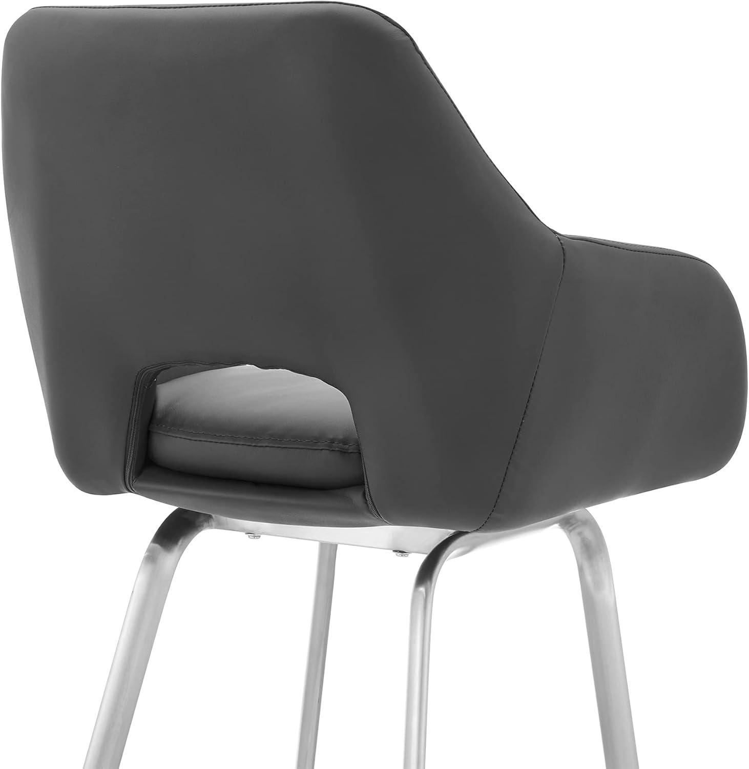 image:imageAura Gray Faux Leather and Brushed Stainless Steel Swivel 30 Bar StoolSet of 4