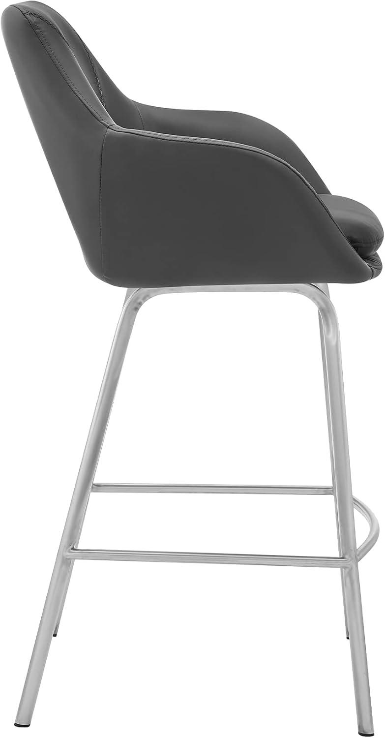 image:imageAura Gray Faux Leather and Brushed Stainless Steel Swivel 30 Bar StoolSet of 4