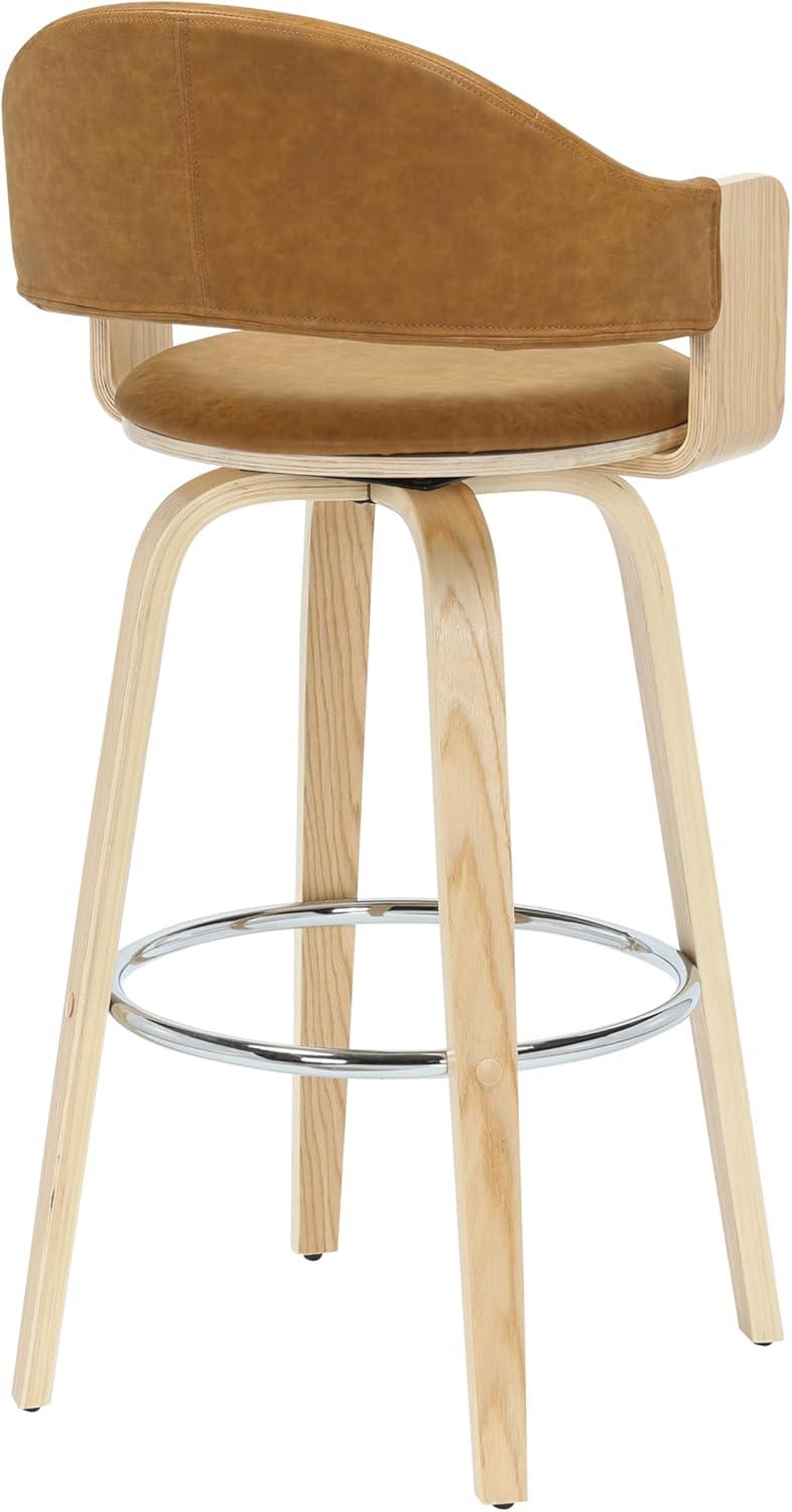 image:imageDaxton 36 in H Swivel Counter Height Vintage Dark Brown Round Back Wood Bar Stool with Faux Leather Seat Set of 2CamelOak