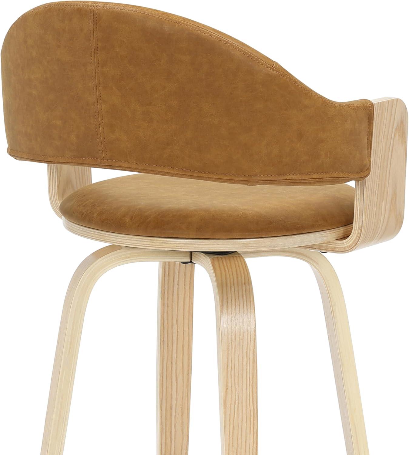 image:imageDaxton 36 in H Swivel Counter Height Vintage Dark Brown Round Back Wood Bar Stool with Faux Leather Seat Set of 2CamelOak