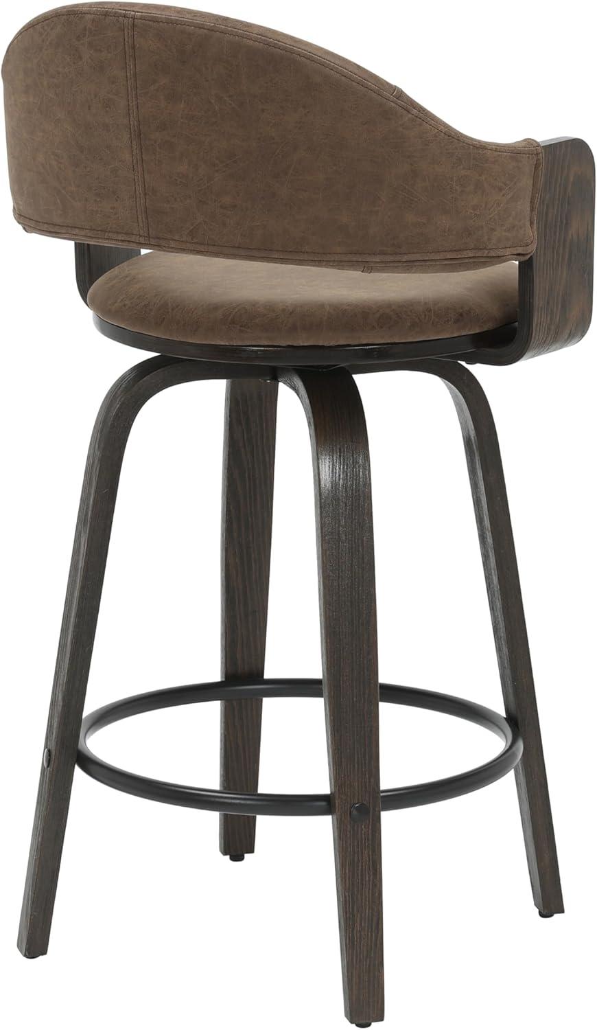 image:imageDaxton 36 in H Swivel Counter Height Vintage Dark Brown Round Back Wood Bar Stool with Faux Leather Seat Set of 2Vintage Dark BrownEspresso