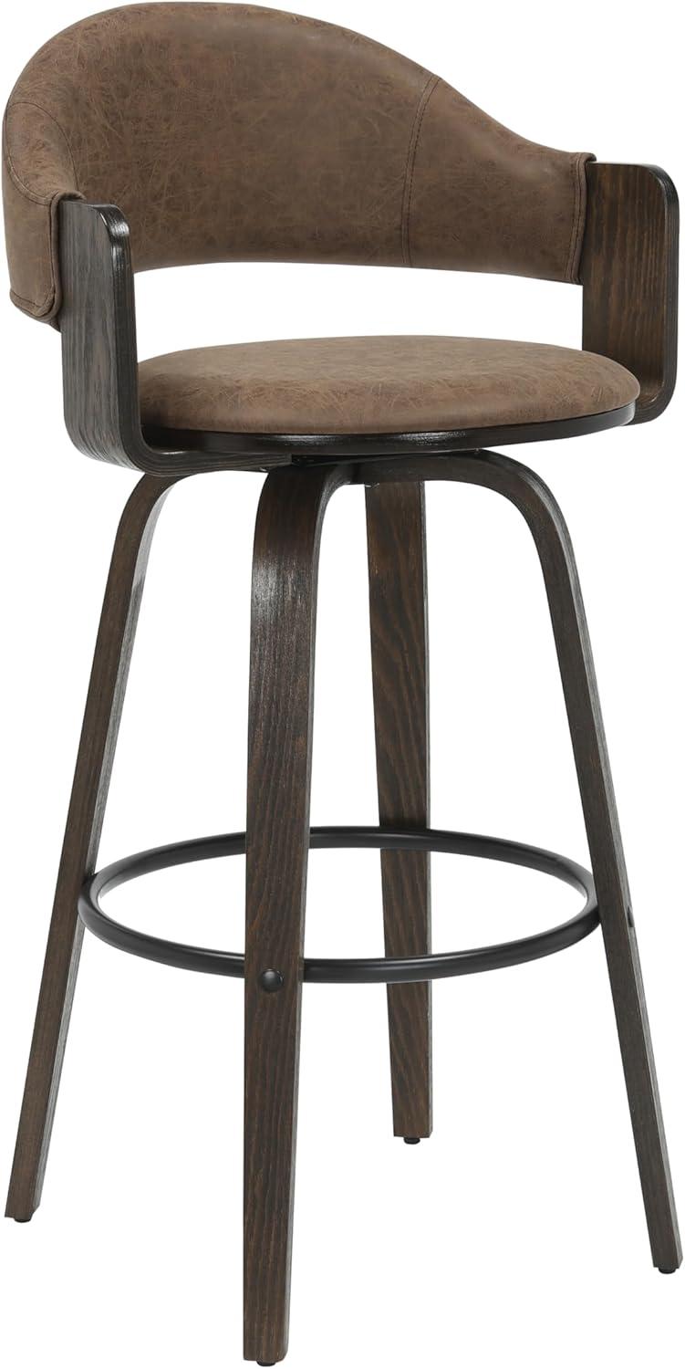 image:imageDaxton 36 in H Swivel Counter Height Vintage Dark Brown Round Back Wood Bar Stool with Faux Leather Seat Set of 2Vintage Dark BrownEspresso