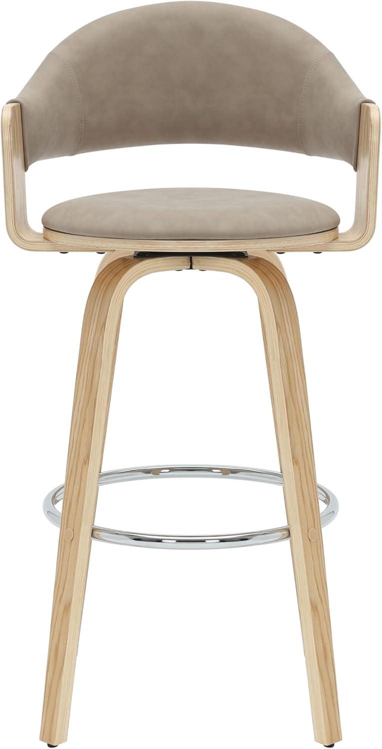 image:imageDaxton 36 in H Swivel Counter Height Vintage Dark Brown Round Back Wood Bar Stool with Faux Leather Seat Set of 2Vintage TaupeOak