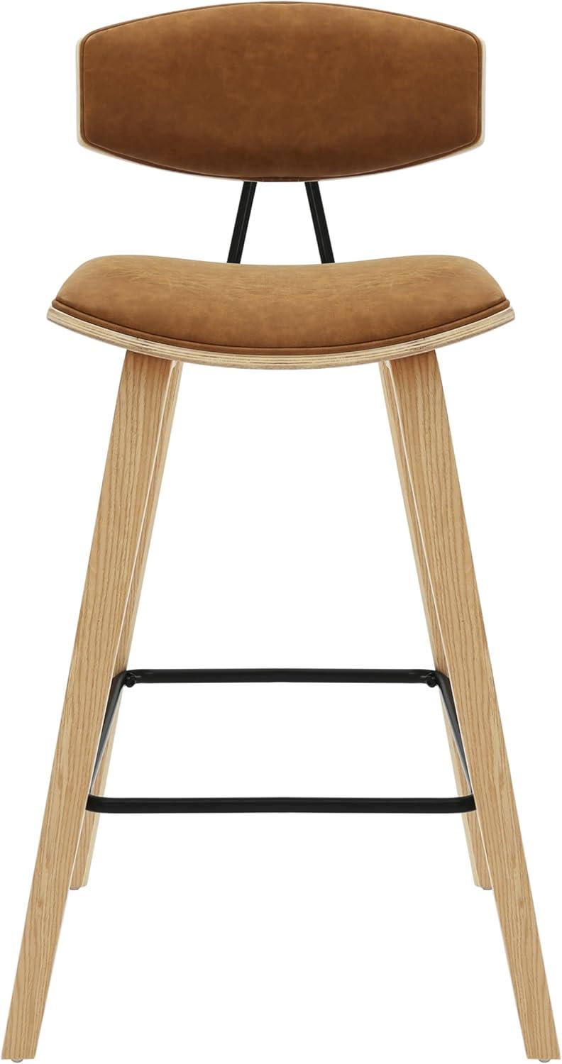 image:imageFox 38 in H Bar Height Vintage Green Curved Back Wood Bar Stool with Faux Leather Seat Set of 4CamelOak