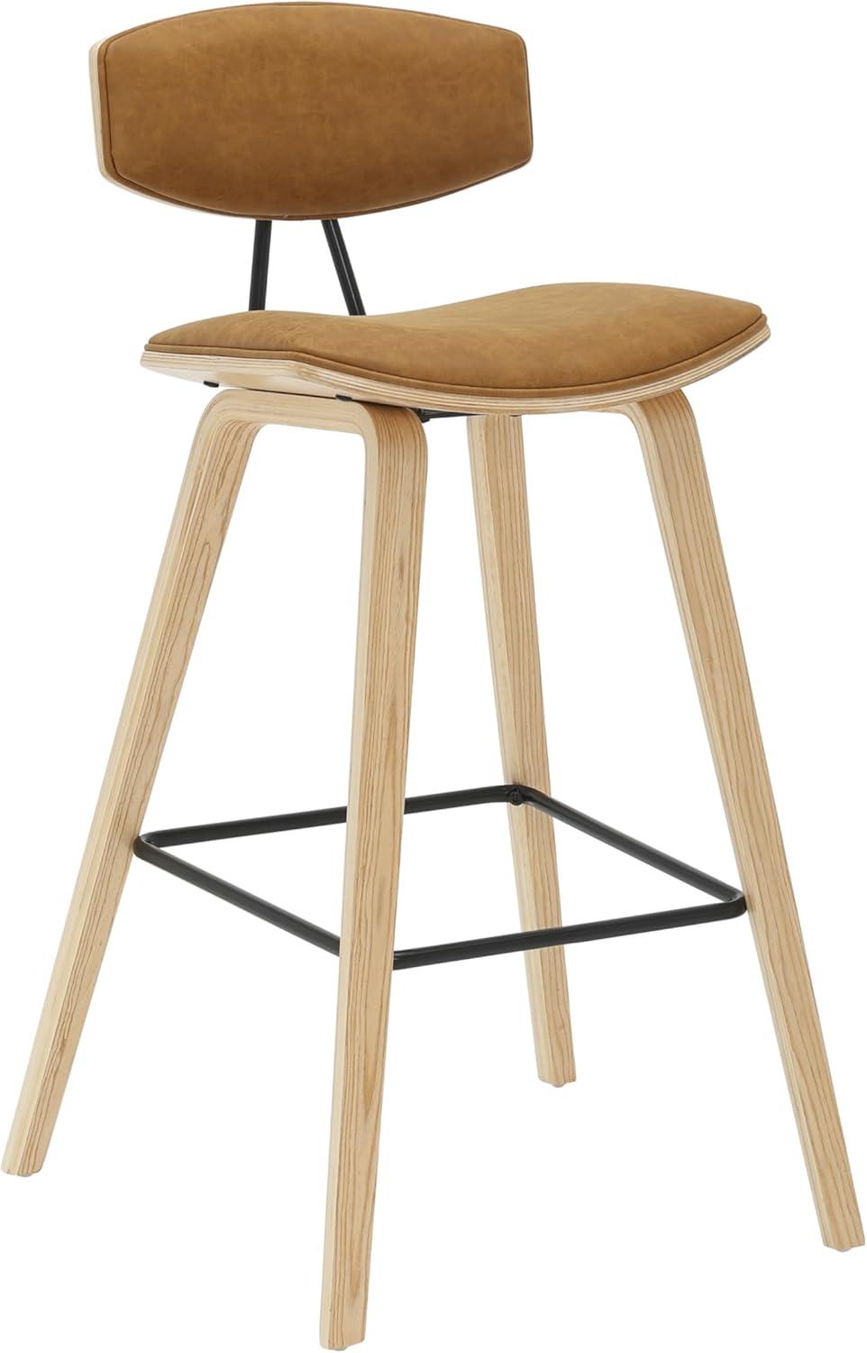 image:imageFox 38 in H Bar Height Vintage Green Curved Back Wood Bar Stool with Faux Leather Seat Set of 4CamelOak