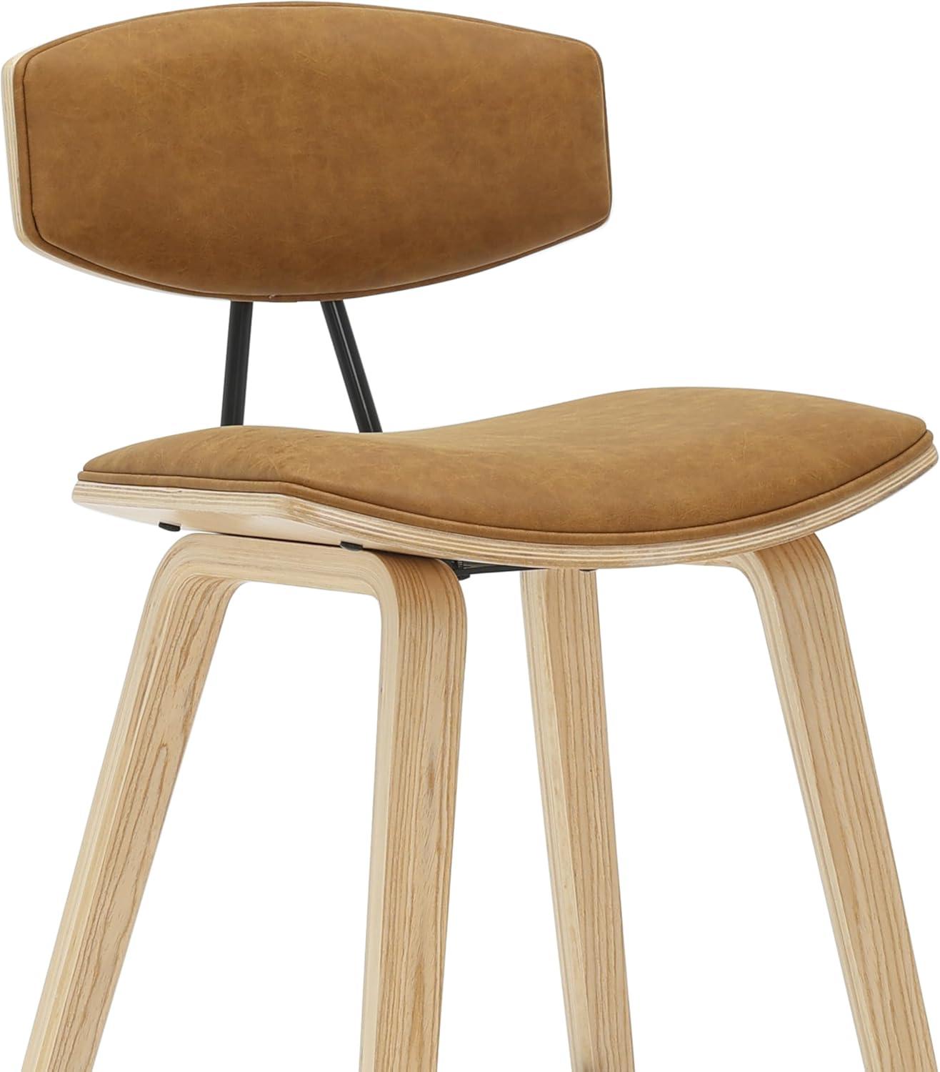 image:imageFox 38 in H Bar Height Vintage Green Curved Back Wood Bar Stool with Faux Leather Seat Set of 4CamelOak