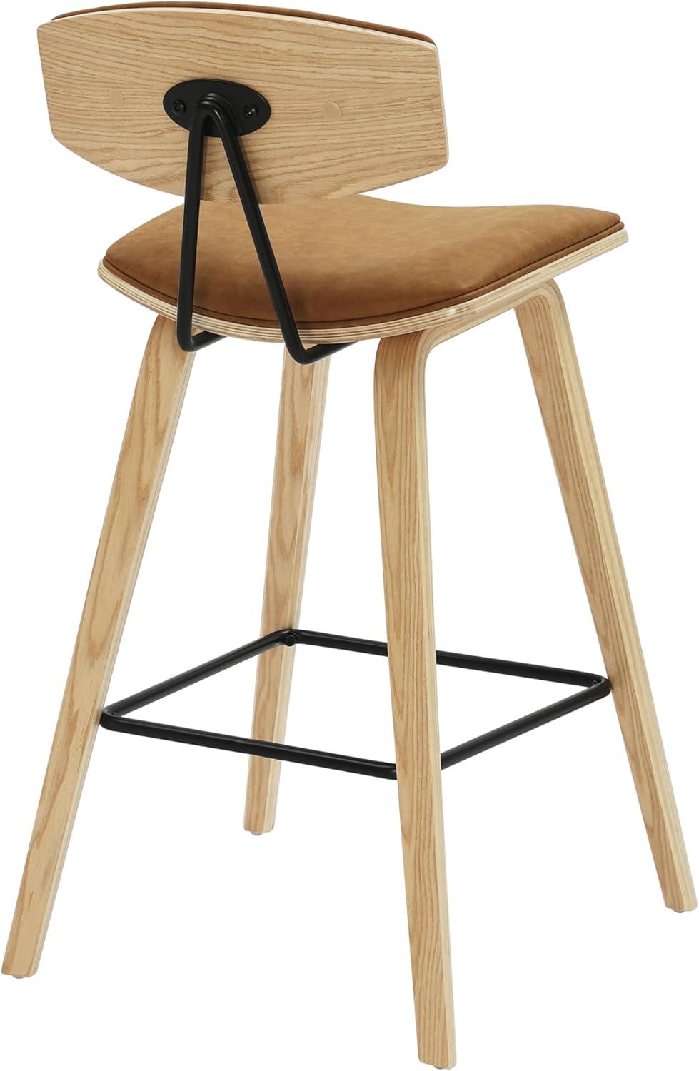 image:imageFox 38 in H Bar Height Vintage Green Curved Back Wood Bar Stool with Faux Leather Seat Set of 4CamelOak