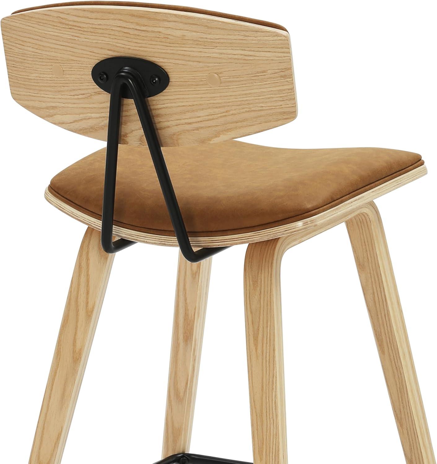 image:imageFox 38 in H Bar Height Vintage Green Curved Back Wood Bar Stool with Faux Leather Seat Set of 4CamelOak