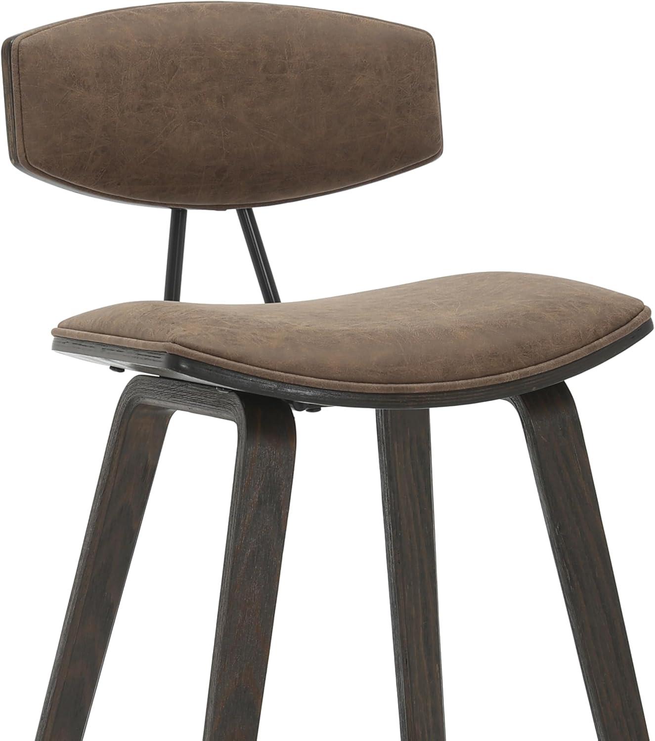 image:imageFox 38 in H Bar Height Vintage Green Curved Back Wood Bar Stool with Faux Leather Seat Set of 4Vintage Dark BrownEspresso