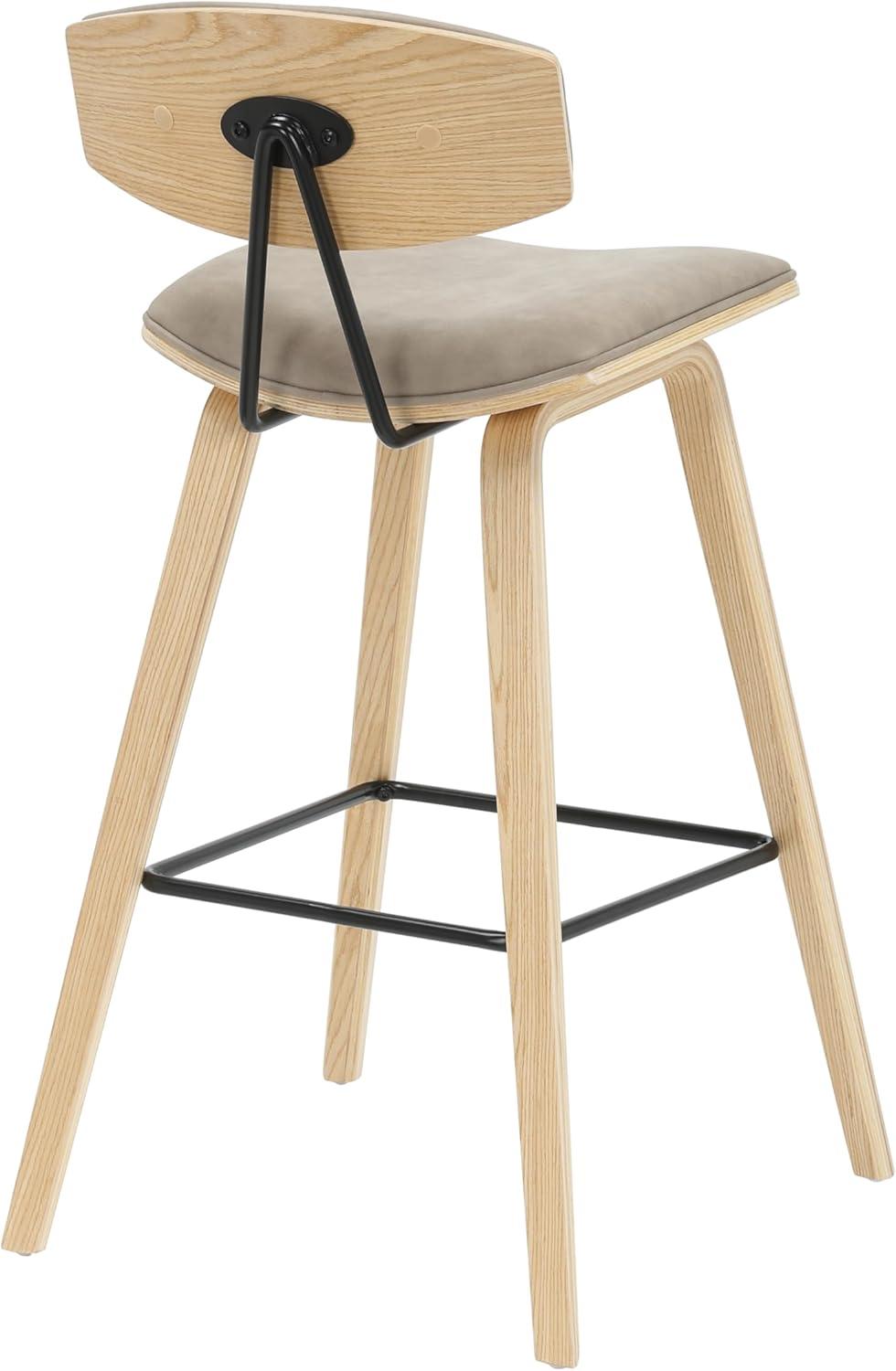 image:imageFox 38 in H Bar Height Vintage Green Curved Back Wood Bar Stool with Faux Leather Seat Set of 4Vintage TaupeOak
