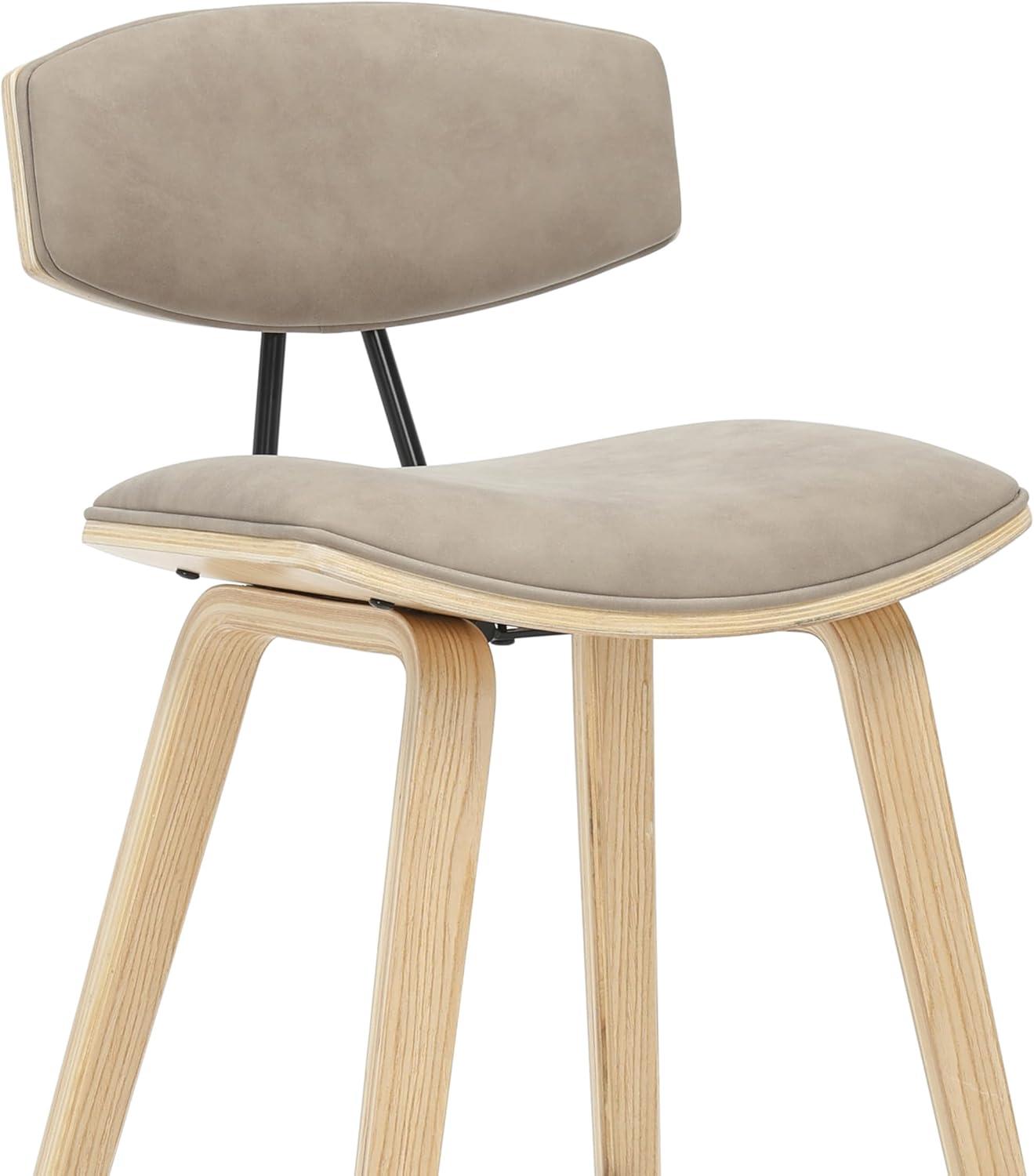 image:imageFox 38 in H Bar Height Vintage Green Curved Back Wood Bar Stool with Faux Leather Seat Set of 4Vintage TaupeOak