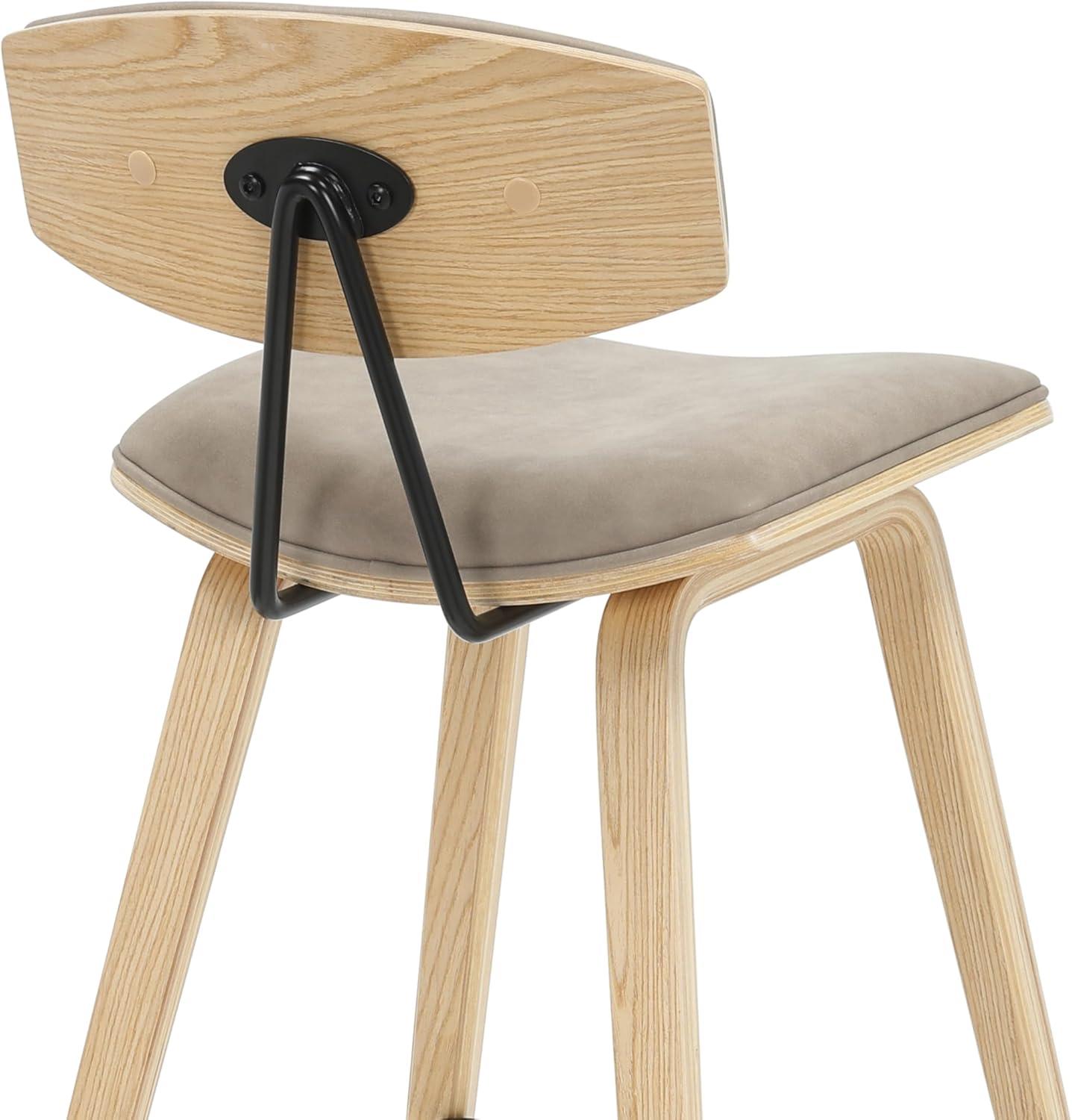 image:imageFox 38 in H Bar Height Vintage Green Curved Back Wood Bar Stool with Faux Leather Seat Set of 4Vintage TaupeOak