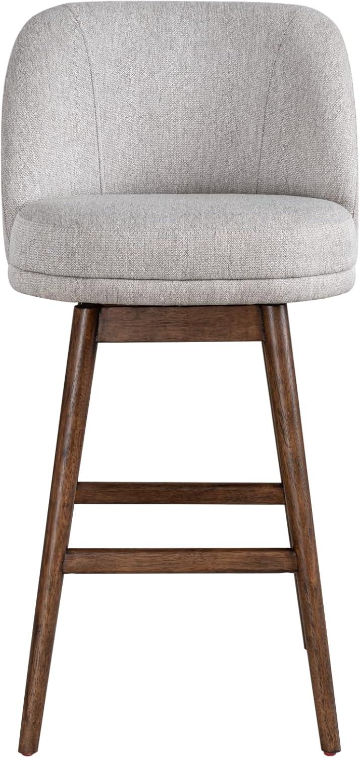 image:imageSadie Brown Solid Wood Upholstered 30 Bar Height Swivel Barstool with Taupe Fabric Seat