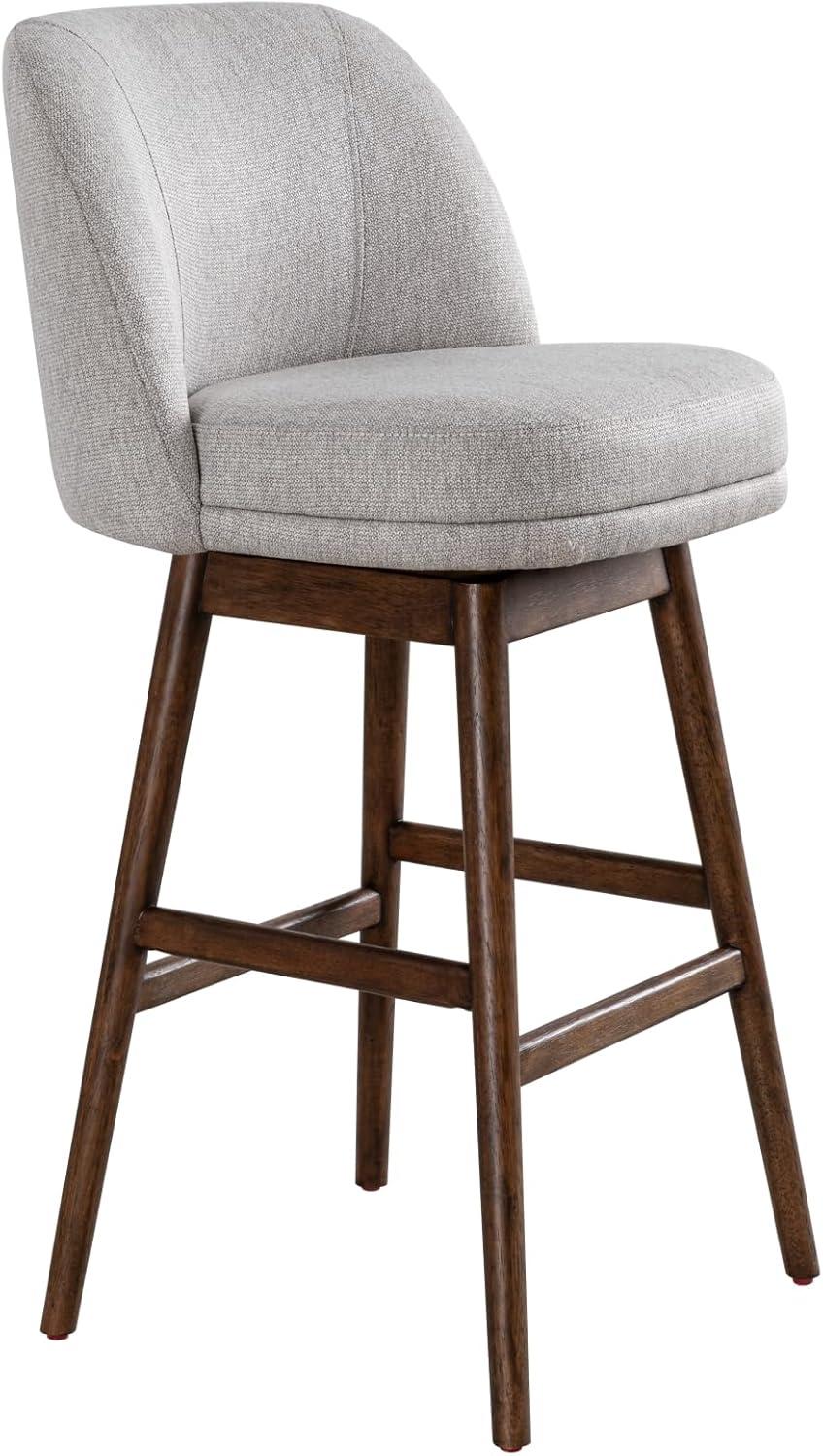 image:imageSadie Brown Solid Wood Upholstered 30 Bar Height Swivel Barstool with Taupe Fabric Seat