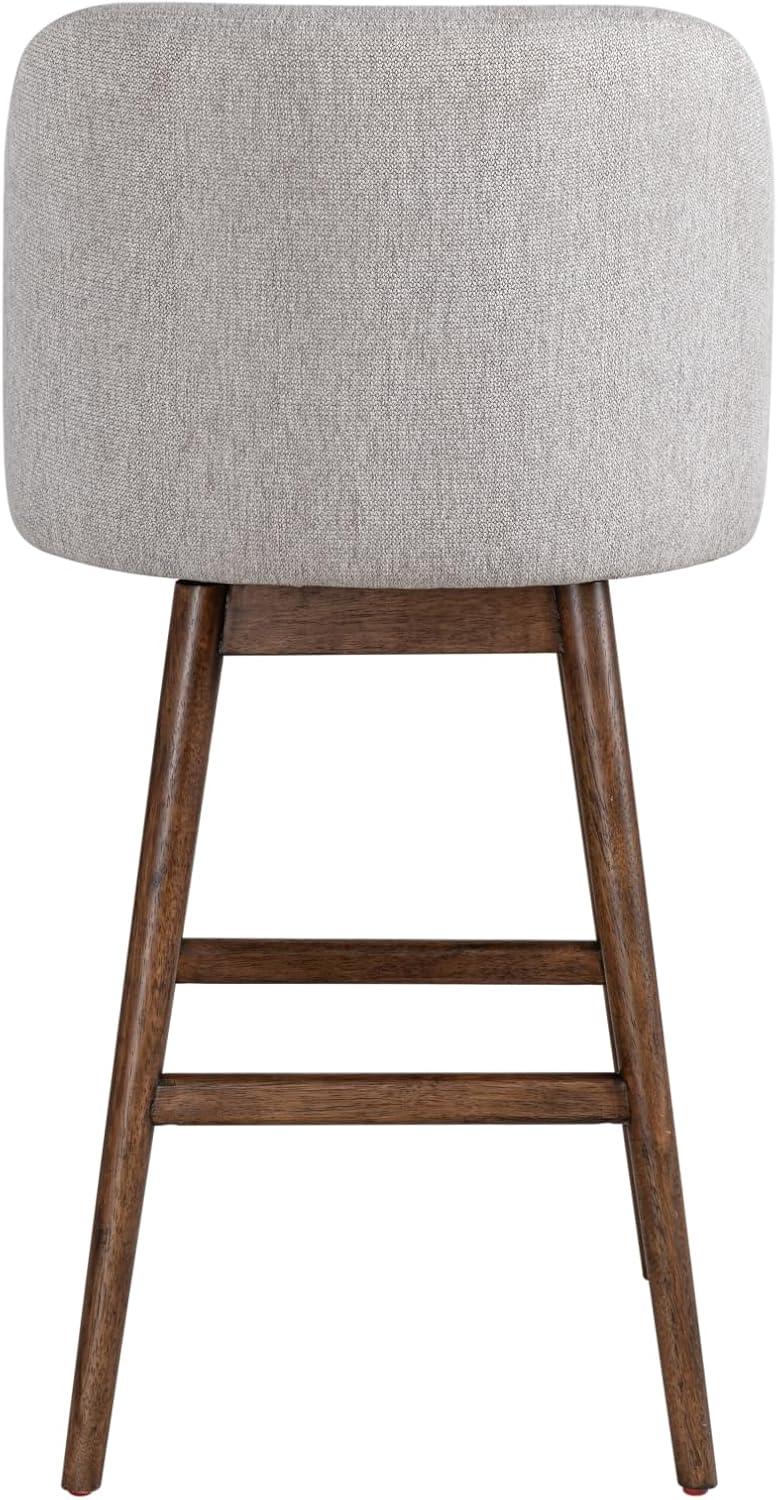 image:imageSadie Brown Solid Wood Upholstered 30 Bar Height Swivel Barstool with Taupe Fabric Seat
